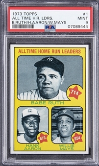1973 Topps "All Time Home Run Leaders" #1 Ruth/Aaron/Mays - PSA MINT 9